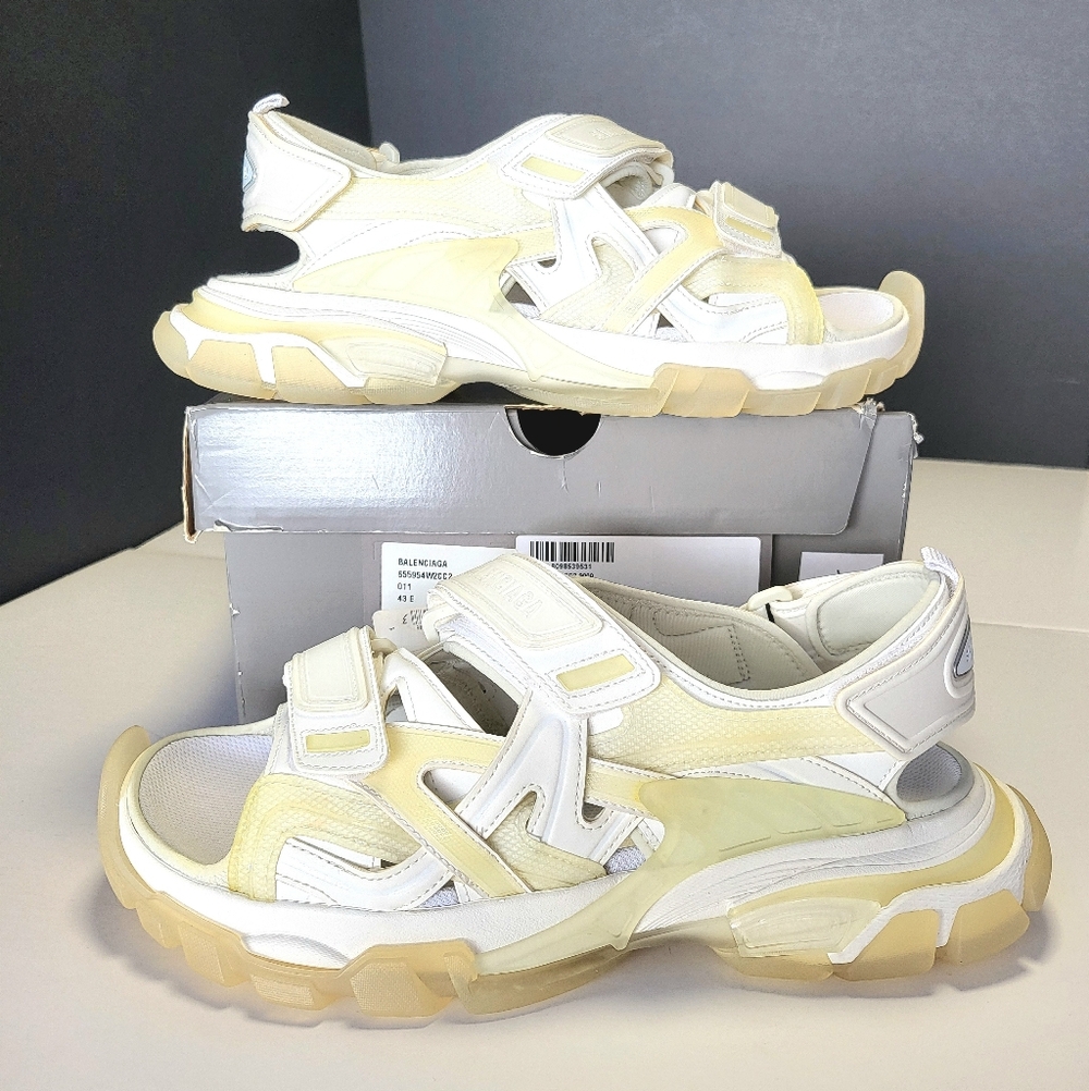 NIB$995 Balenciaga Track Sandal Clear Sole with Velcro Straps 43 E, US 10